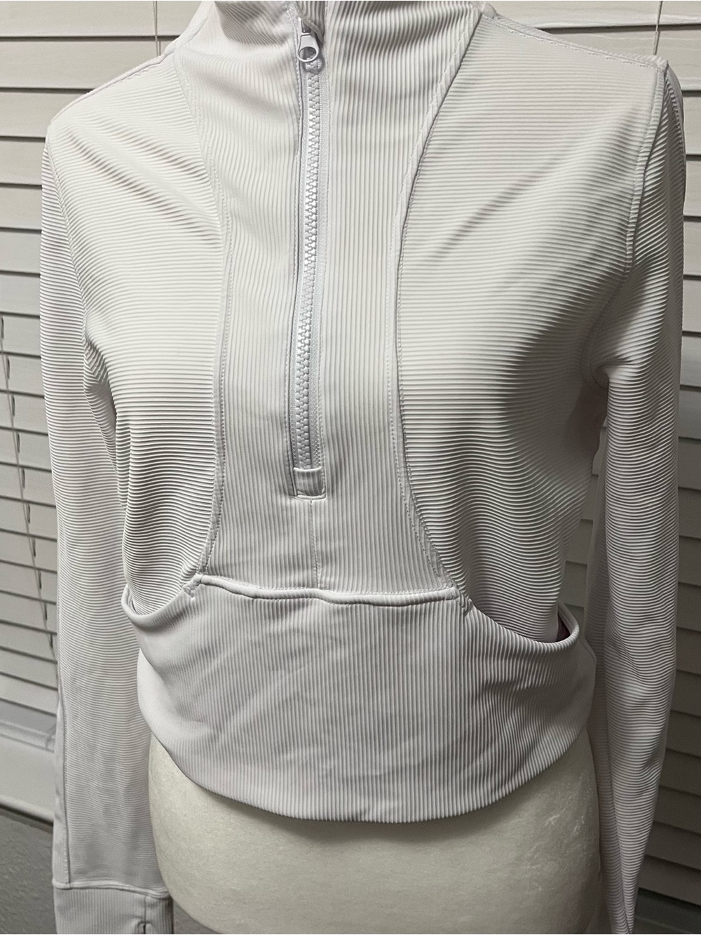 90 Degree By Reflex White Ribbed Half-Zip Pullover